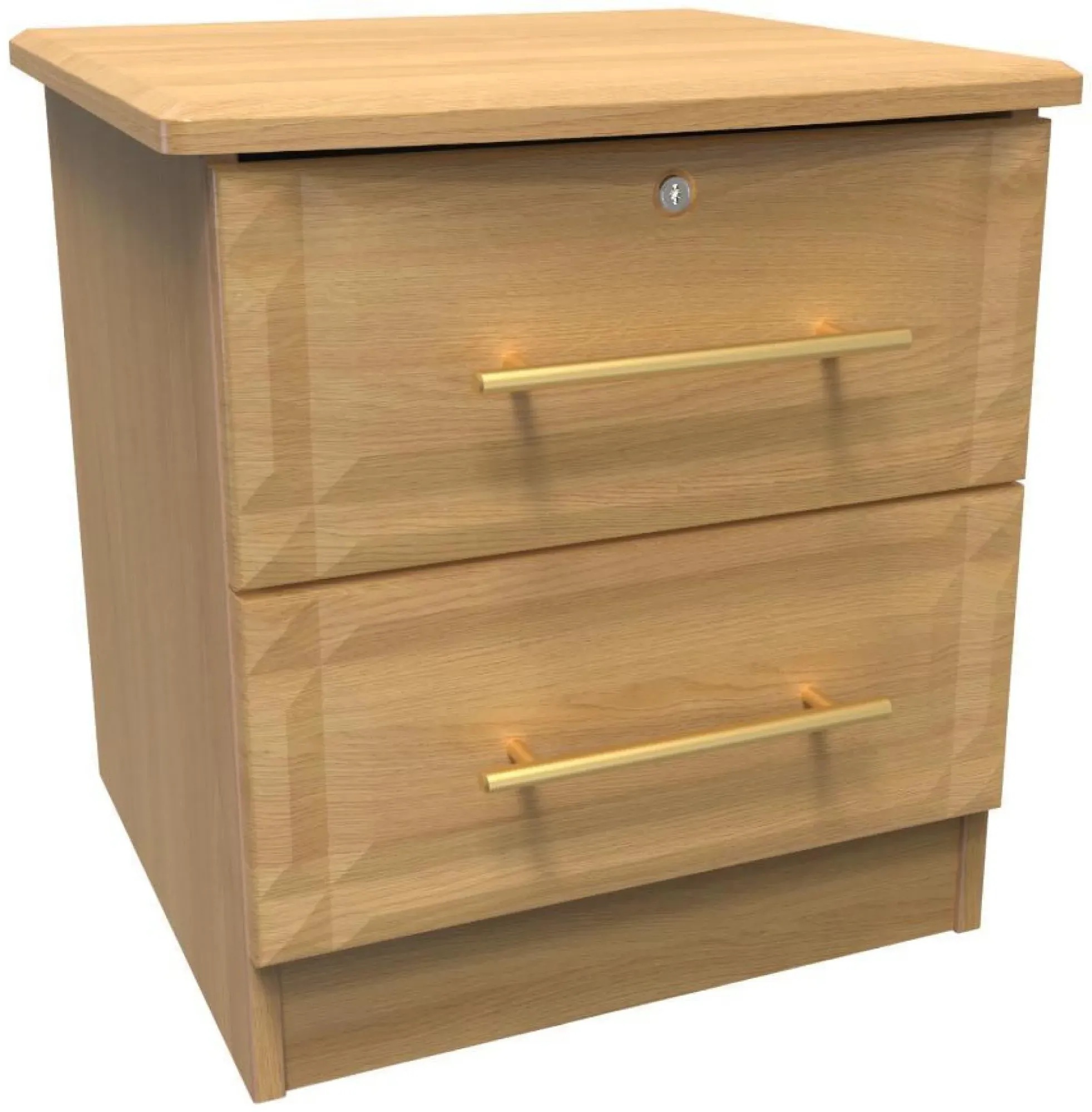 Faye 2 Drawer Bedside Cabinet with Lock - Oak