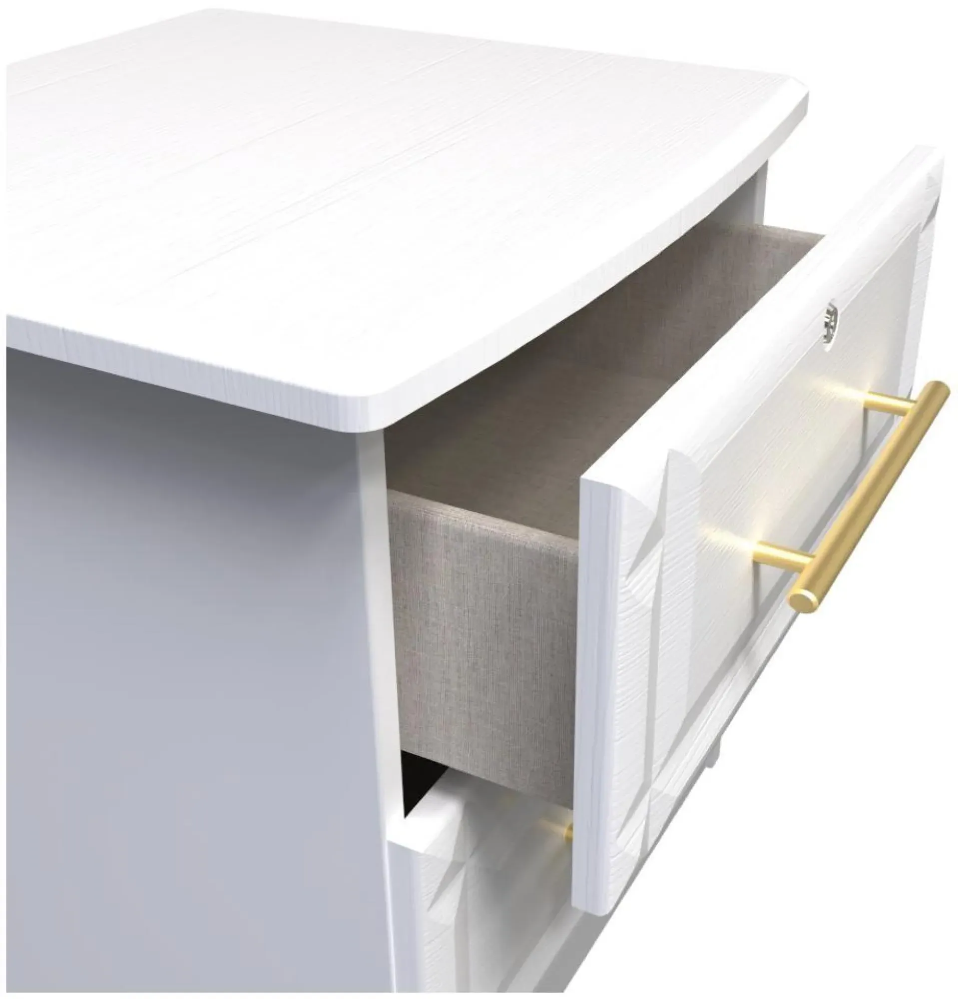 Faye 2 Drawer Bedside Cabinet with Lock - White