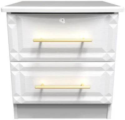Faye 2 Drawer Bedside Cabinet with Lock - White