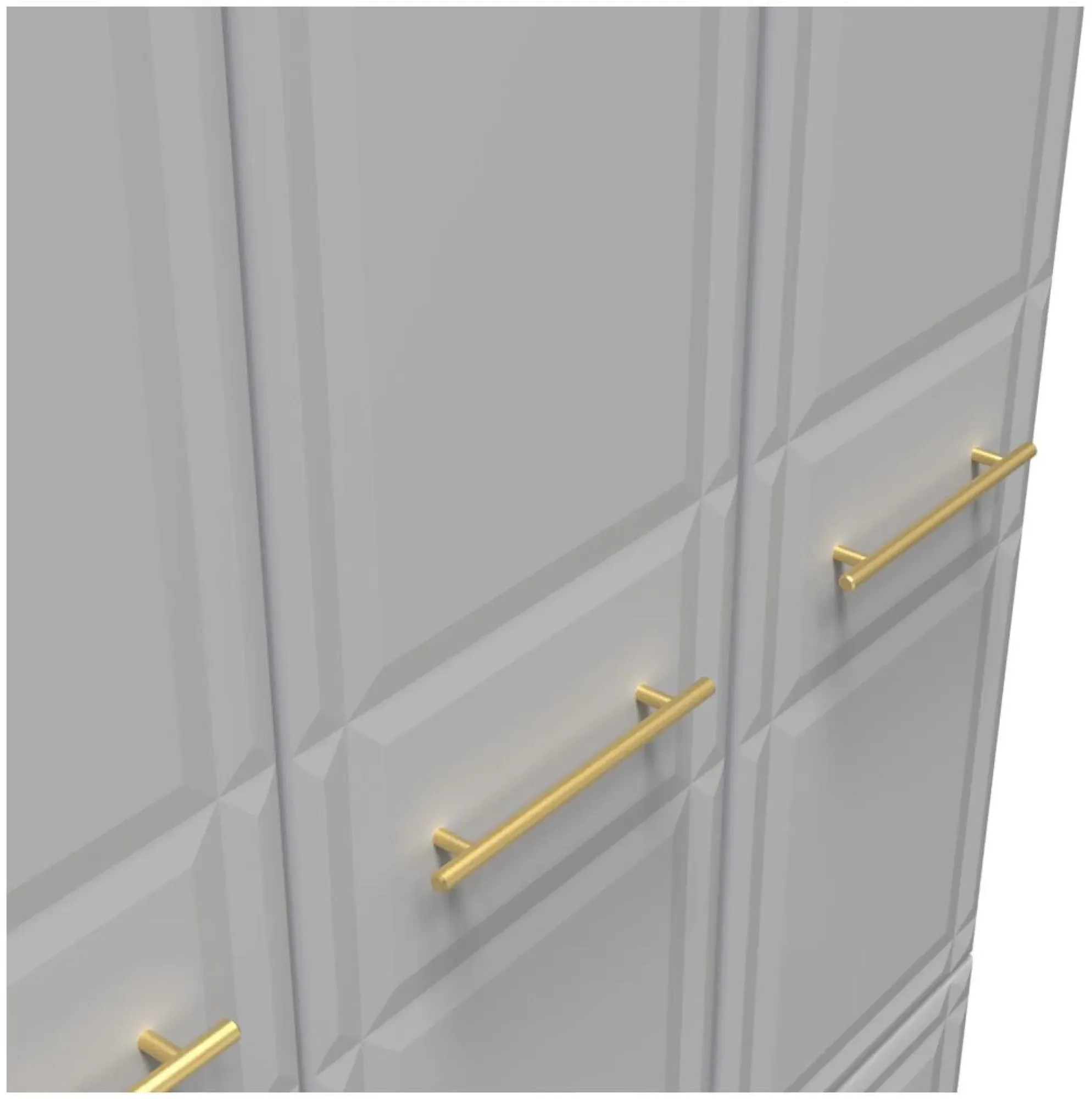 Faye 3-Door Triple Wardrobe with Storage - Grey