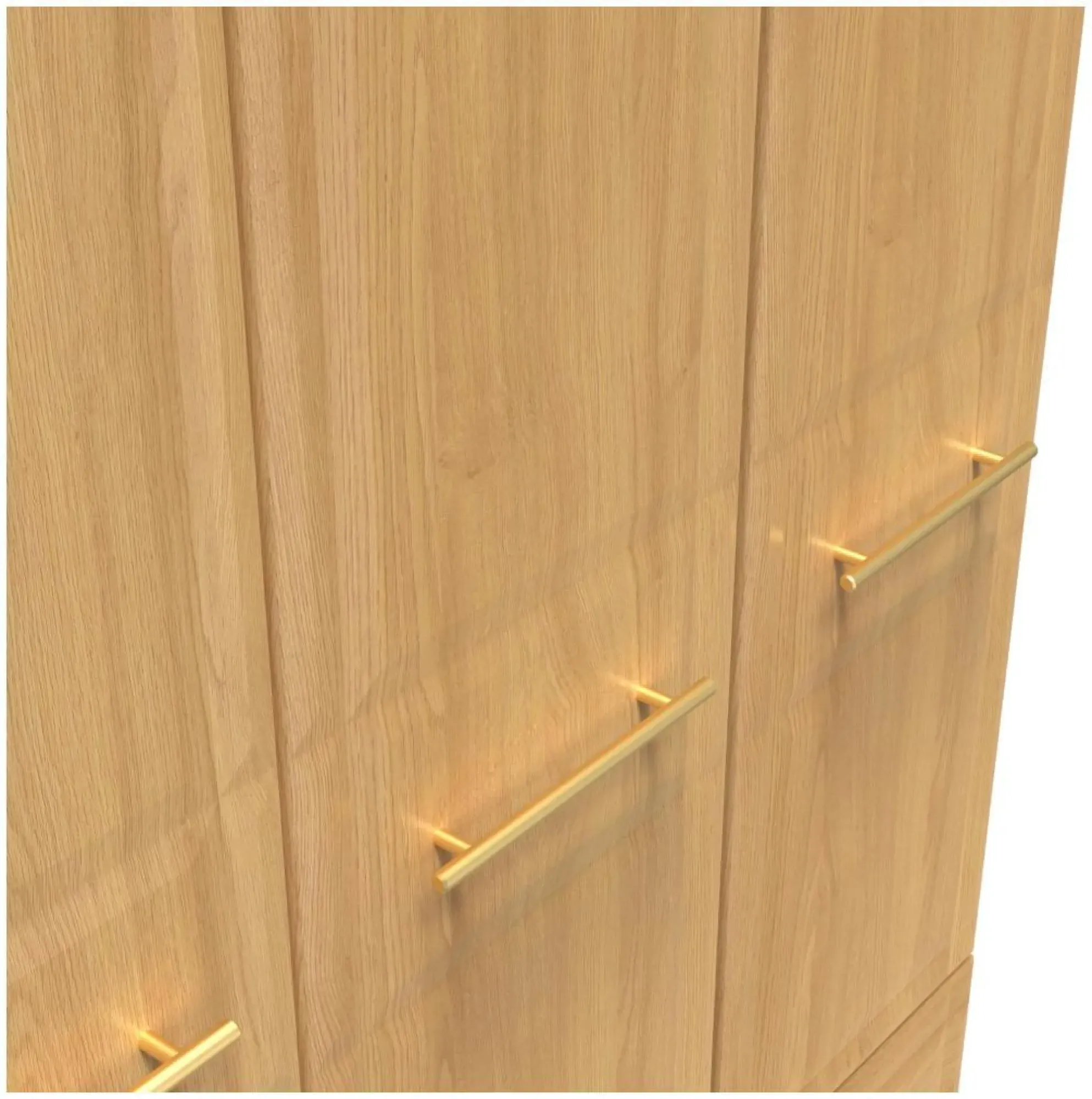 Faye 3-Door Triple Wardrobe with Storage - Oak