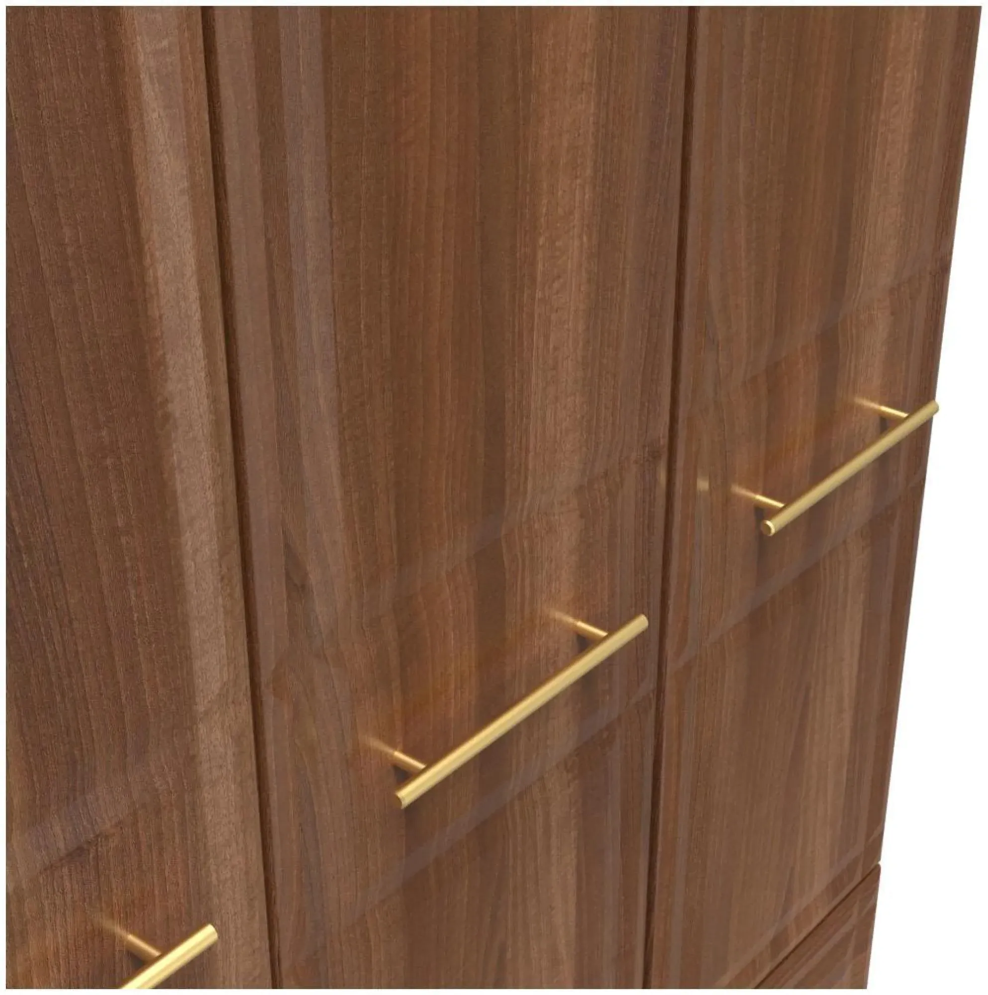 Faye 3-Door Triple Wardrobe with Storage - Walnut