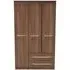 Faye 3-Door Triple Wardrobe with Storage - Walnut