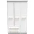 Faye 3-Door Triple Wardrobe with Storage - White