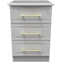 Faye 3 Drawer Bedside Cabinet - Grey