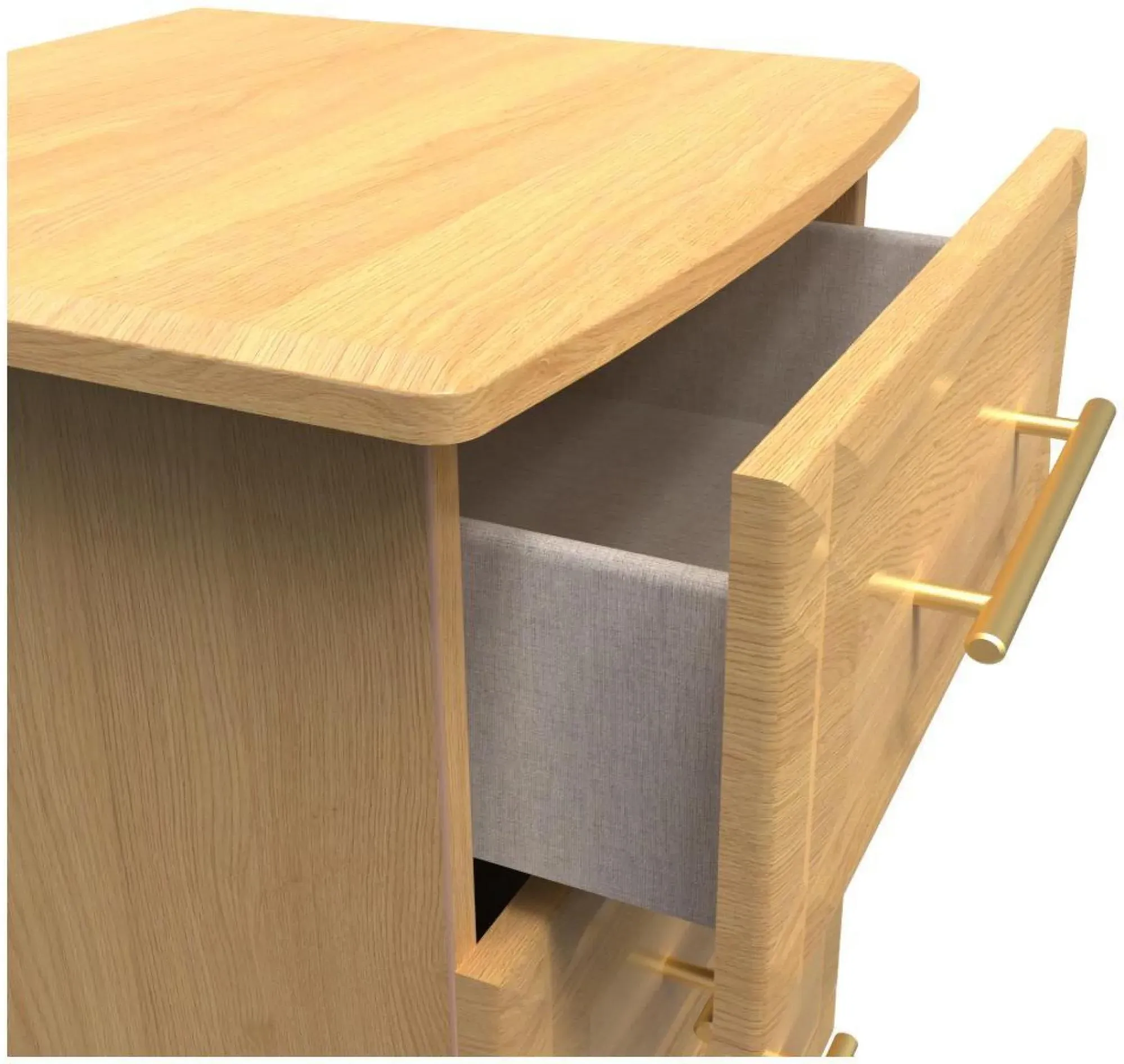 Faye 3 Drawer Bedside Cabinet - Oak