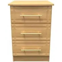 Faye 3 Drawer Bedside Cabinet - Oak