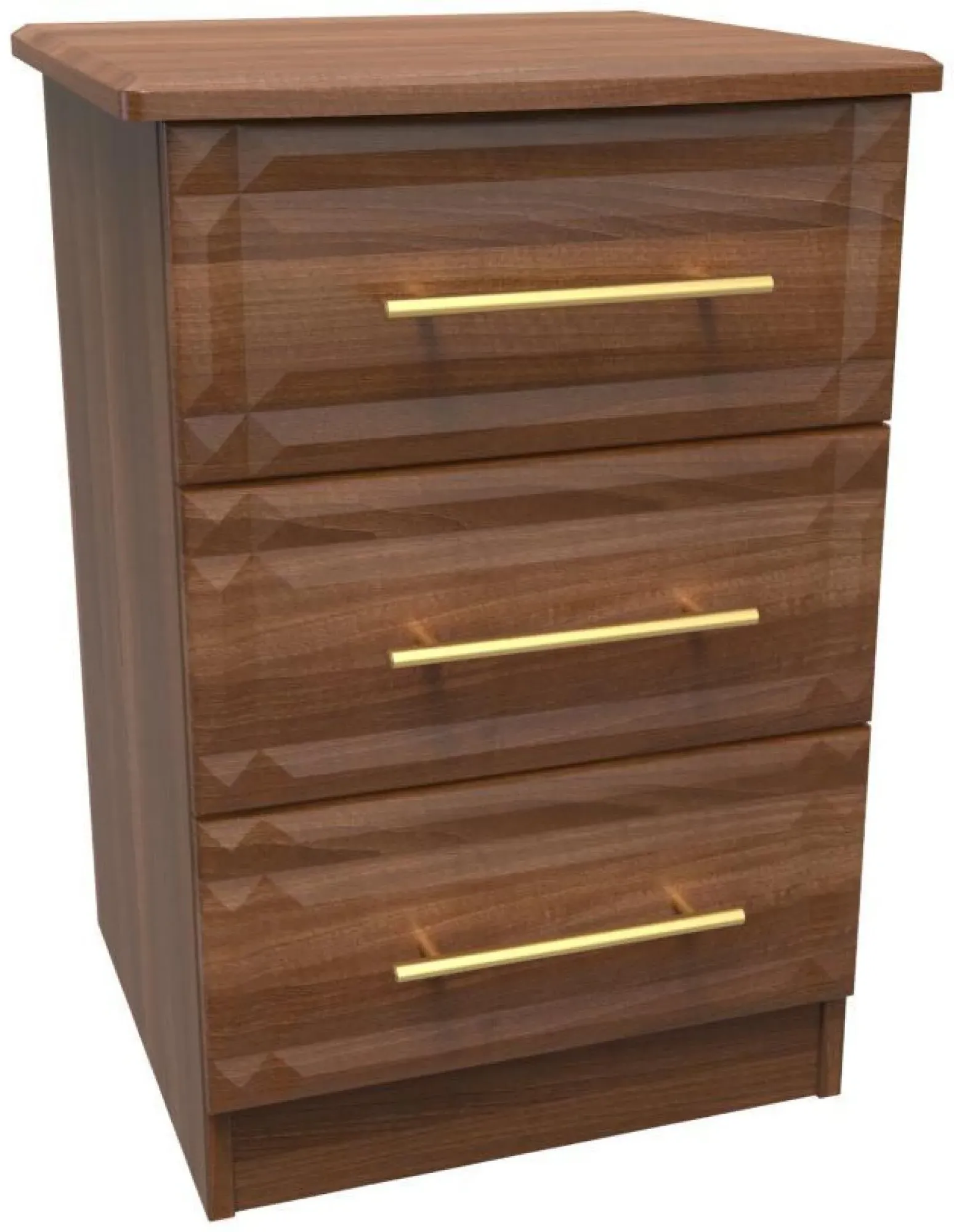 Faye 3 Drawer Bedside Cabinet - Walnut