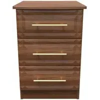 Faye 3 Drawer Bedside Cabinet - Walnut