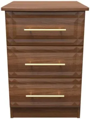 Faye 3 Drawer Bedside Cabinet - Walnut