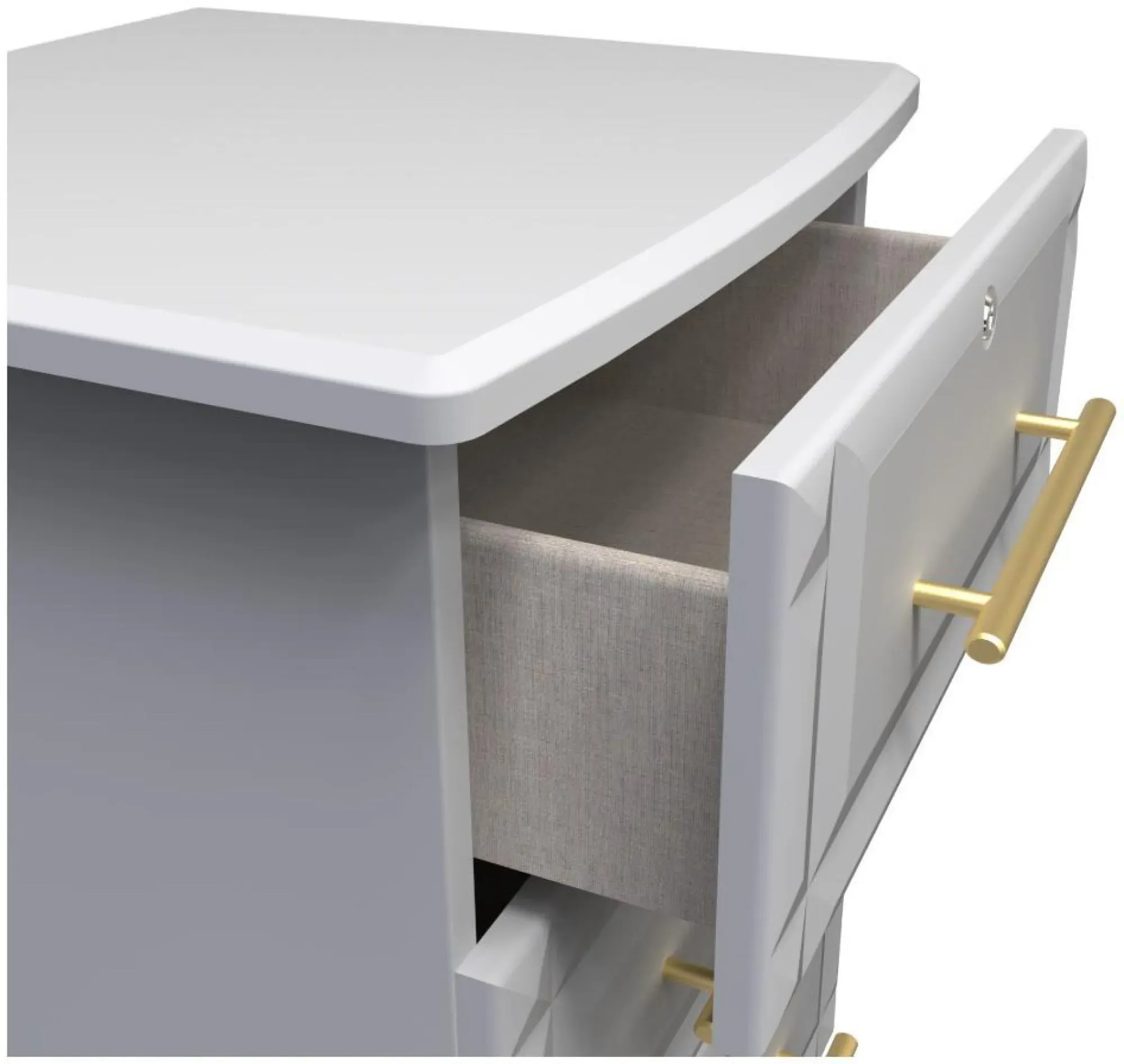 Faye 3 Drawer Bedside Cabinet with Lock - Grey