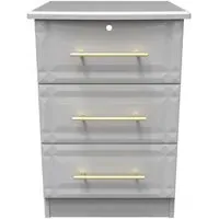 Faye 3 Drawer Bedside Cabinet with Lock - Grey