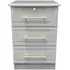 Faye 3 Drawer Bedside Cabinet with Lock - Grey