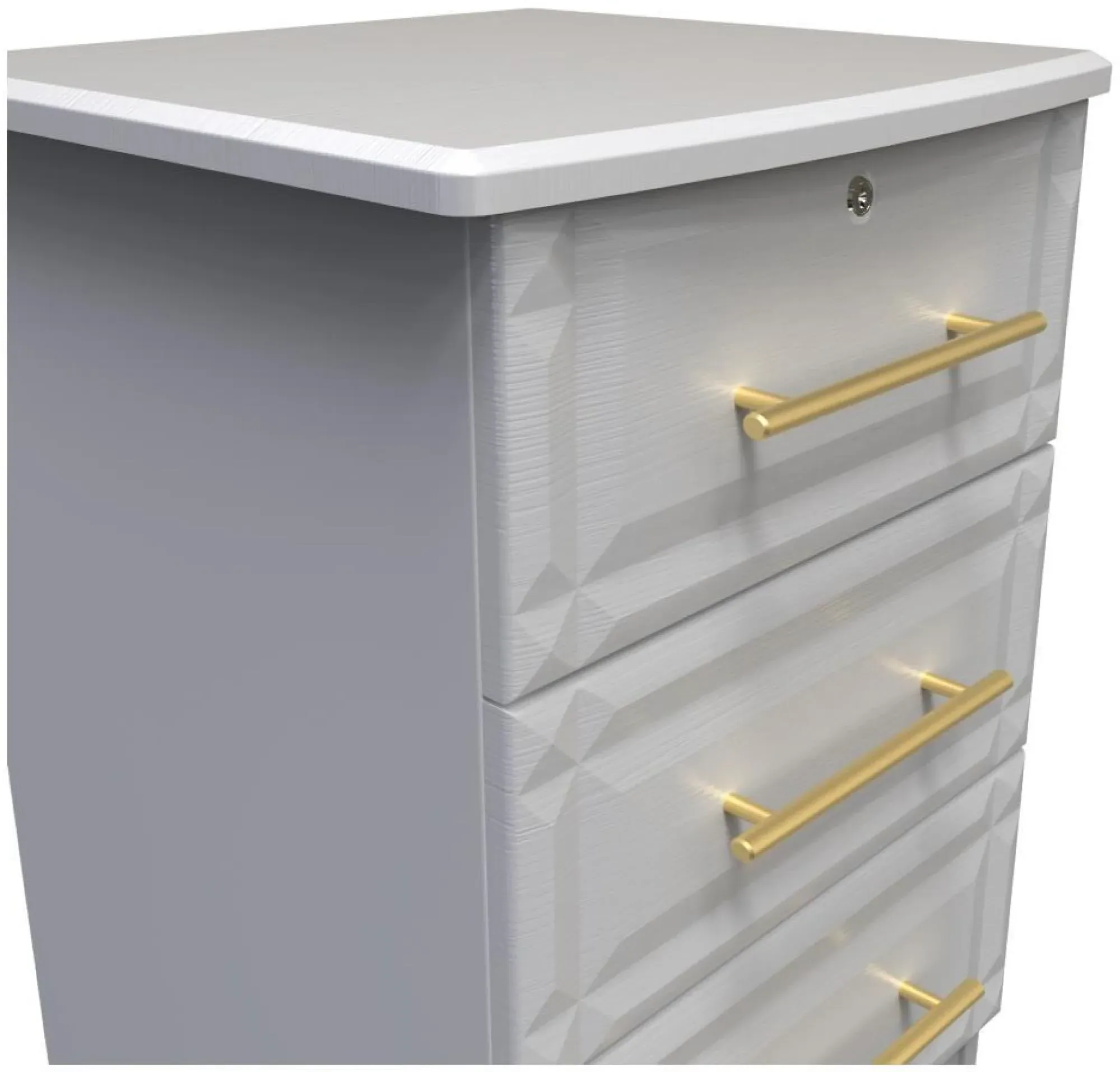 Faye 3 Drawer Bedside Cabinet with Lock - Grey Ash