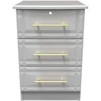 Faye 3 Drawer Bedside Cabinet with Lock - Grey Ash