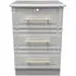 Faye 3 Drawer Bedside Cabinet with Lock - Grey Ash