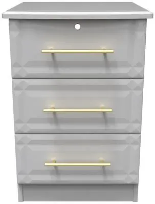 Faye 3 Drawer Bedside Cabinet with Lock - Grey image