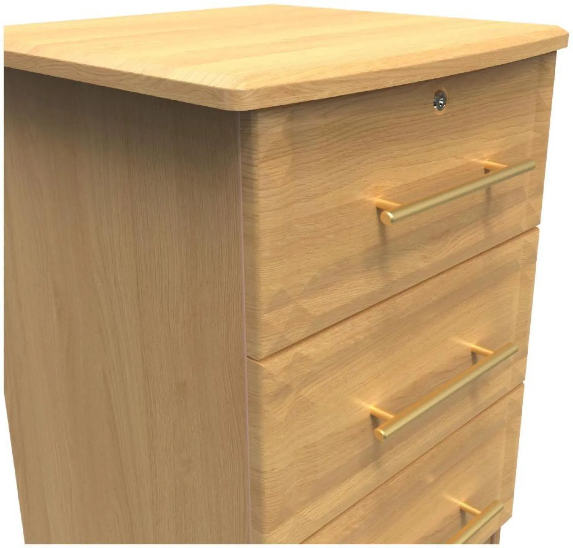 Faye 3 Drawer Bedside Cabinet with Lock - Oak