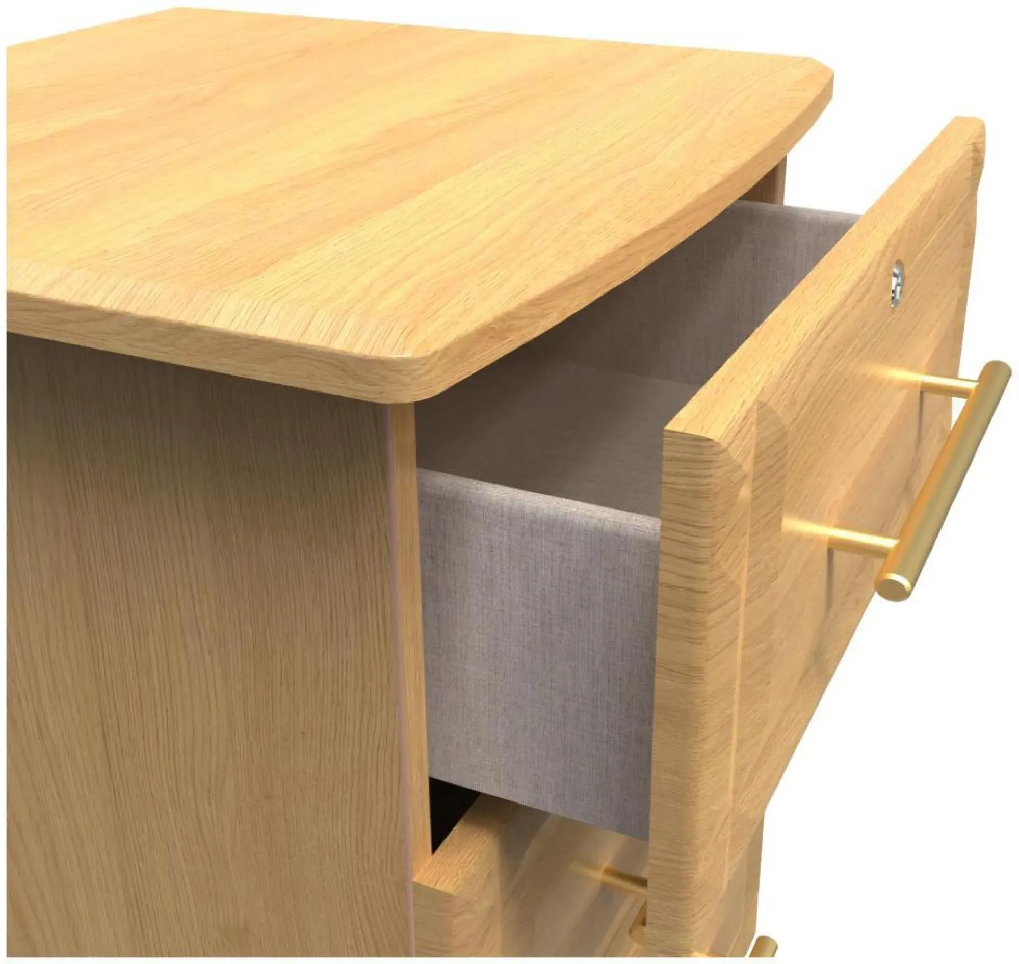 Faye 3 Drawer Bedside Cabinet with Lock - Oak