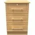 Faye 3 Drawer Bedside Cabinet with Lock - Oak