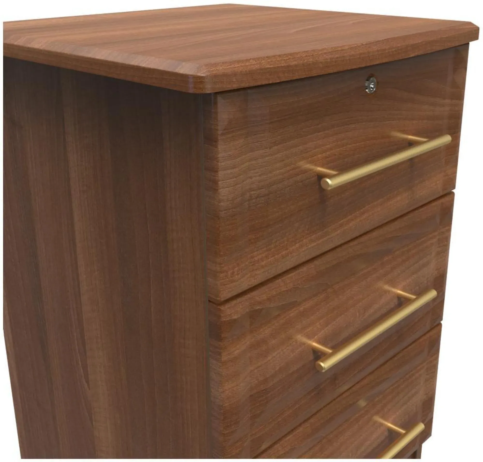 Faye 3 Drawer Bedside Cabinet with Lock - Walnut