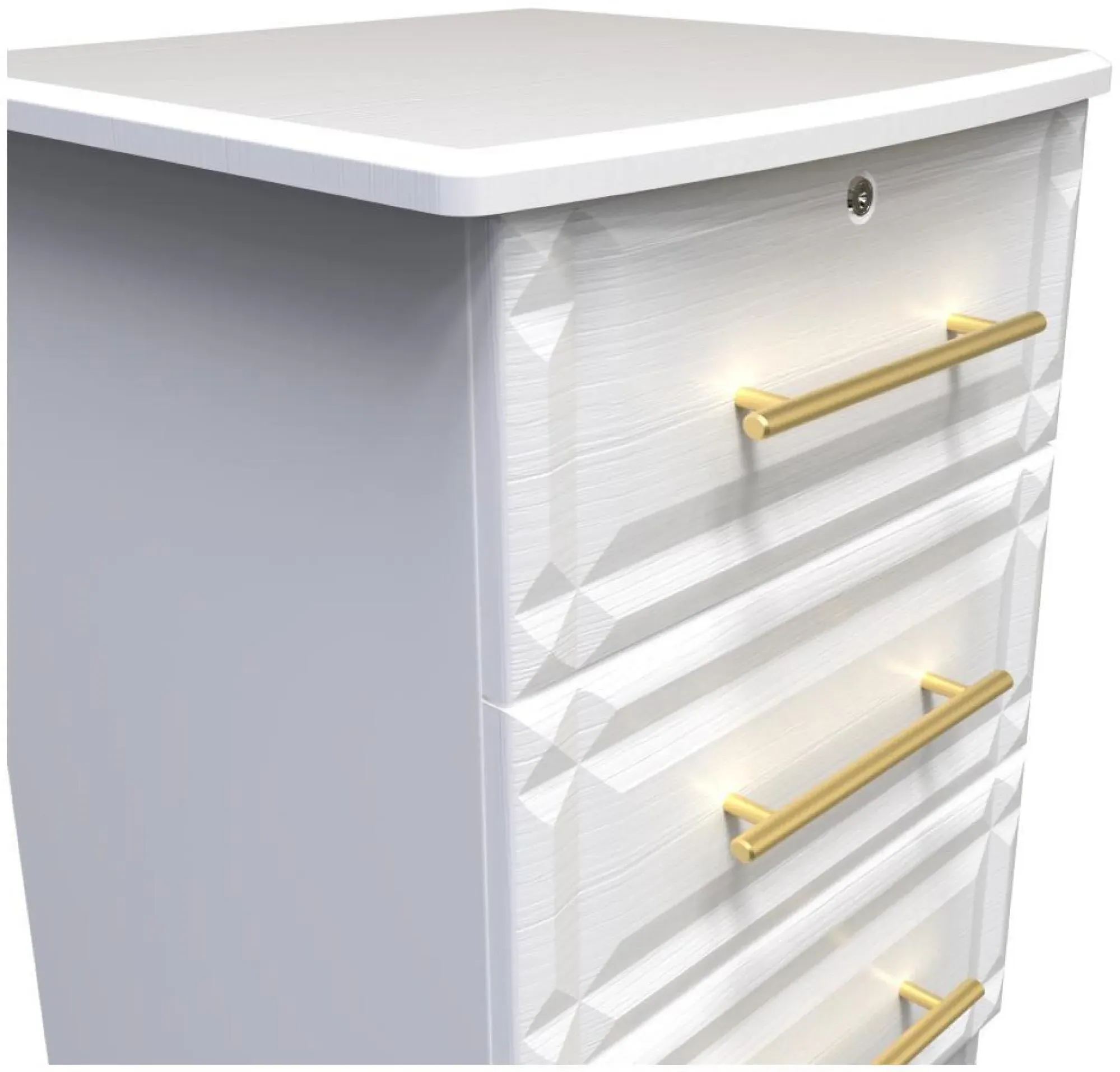 Faye 3 Drawer Bedside Cabinet with Lock - White