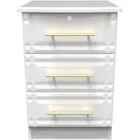 Faye 3 Drawer Bedside Cabinet with Lock - White