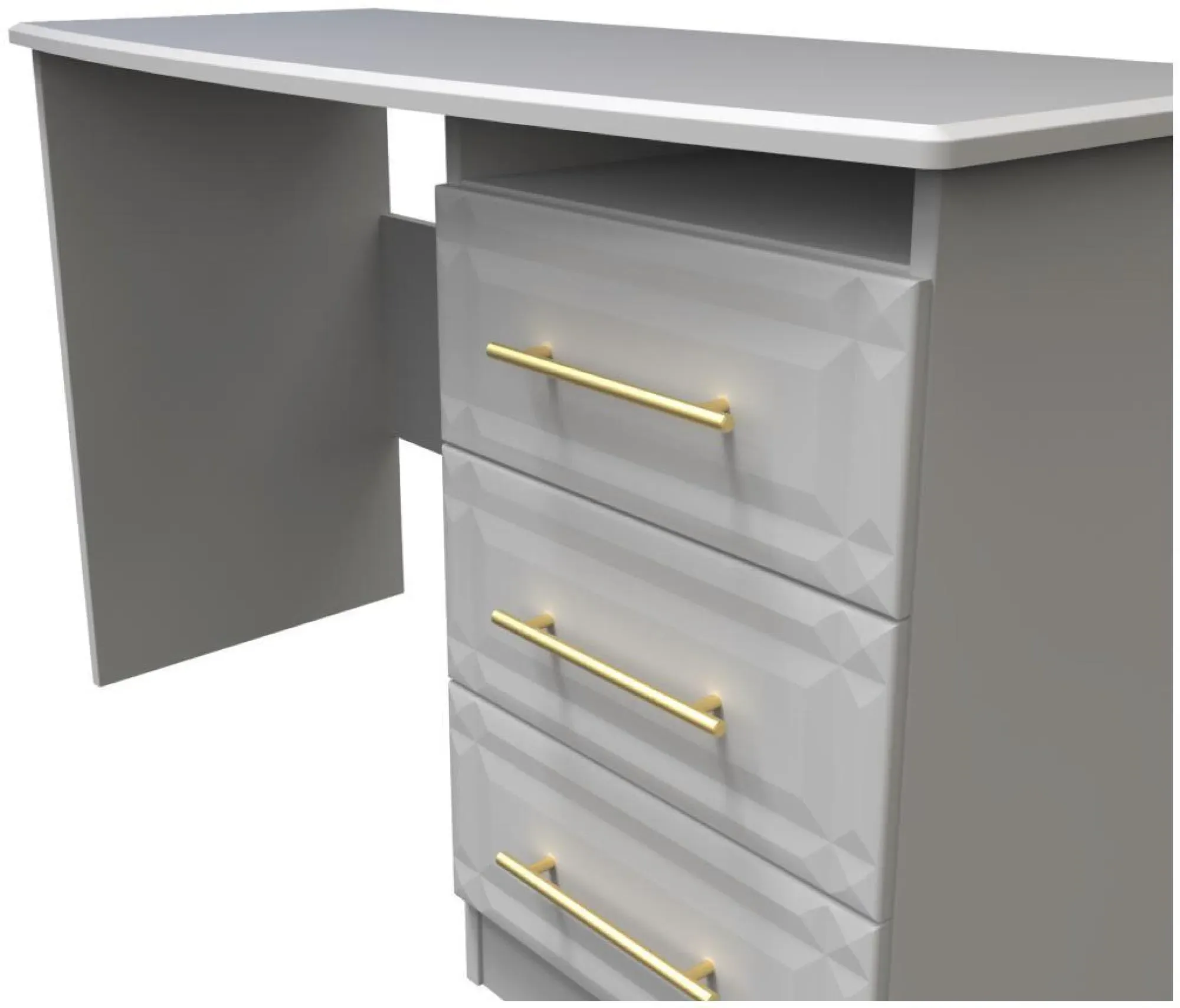 Faye 3 Drawer Desk - Grey