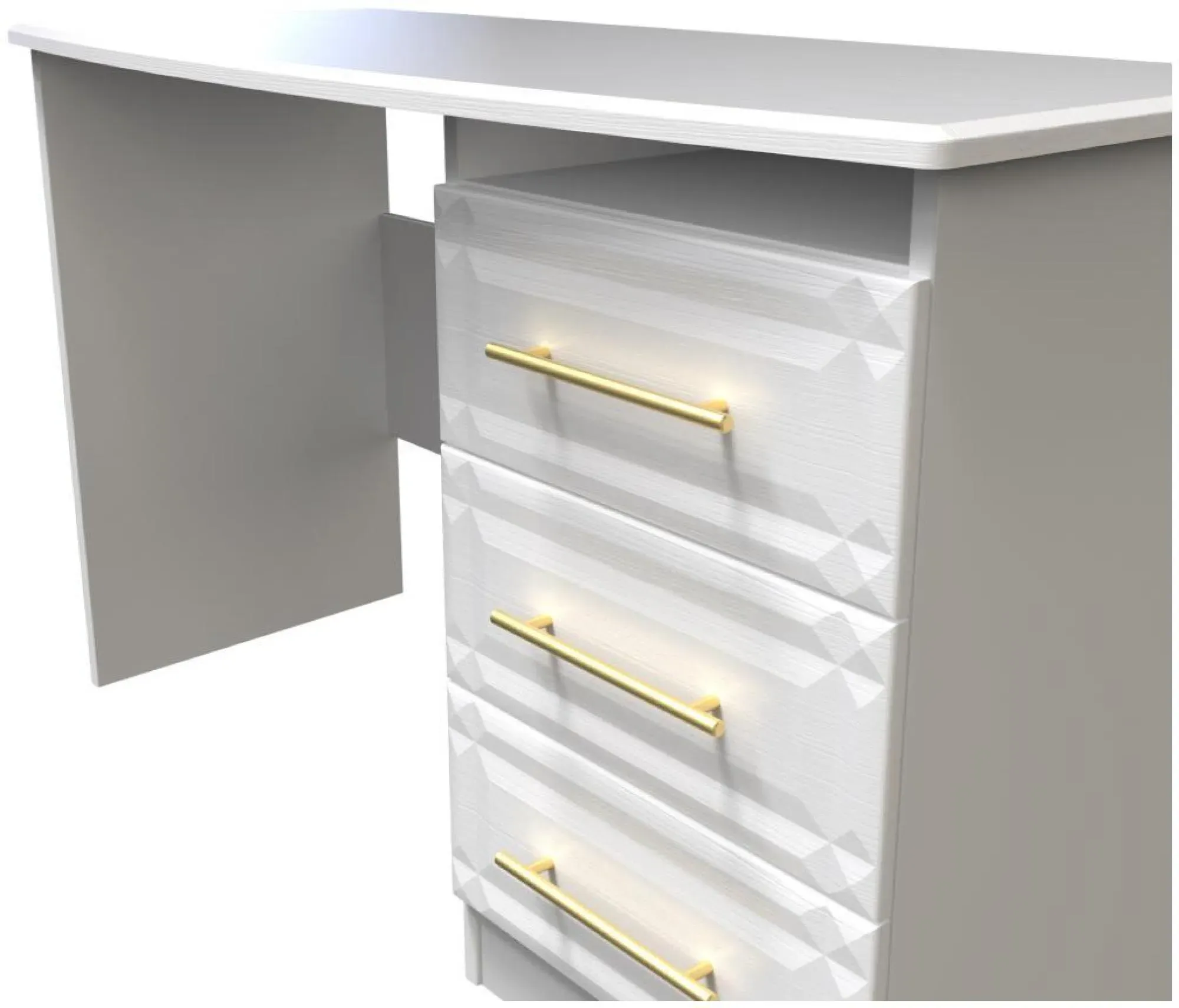 Faye 3 Drawer Desk - White Ash