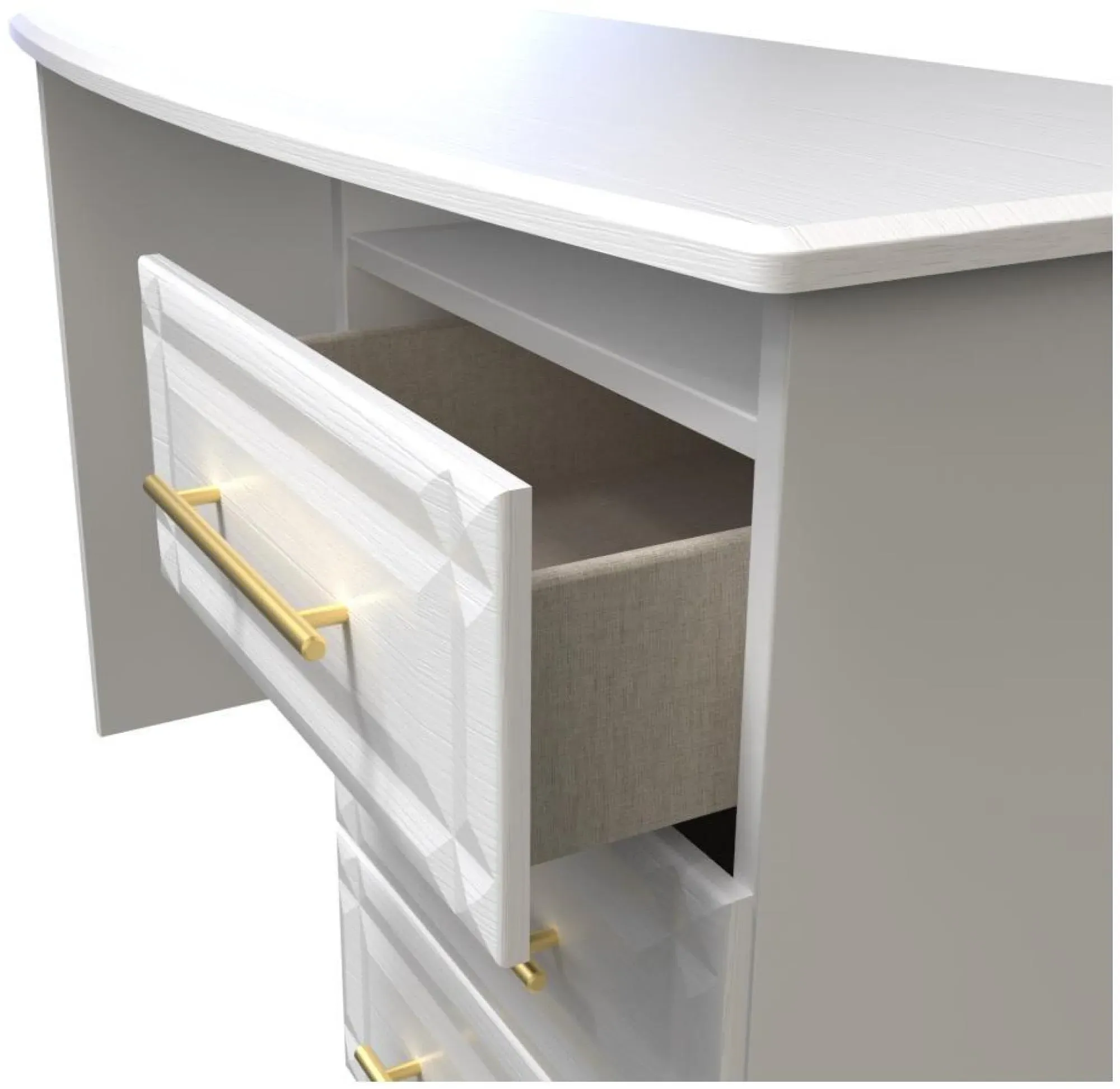 Faye 3 Drawer Desk - White Ash