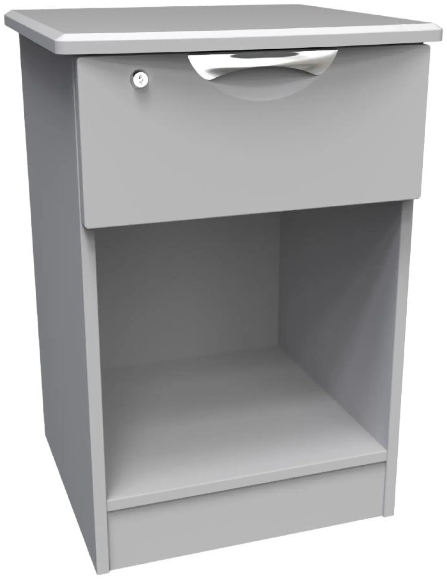Flora 1 Drawer Bedside Table with Lock - Grey