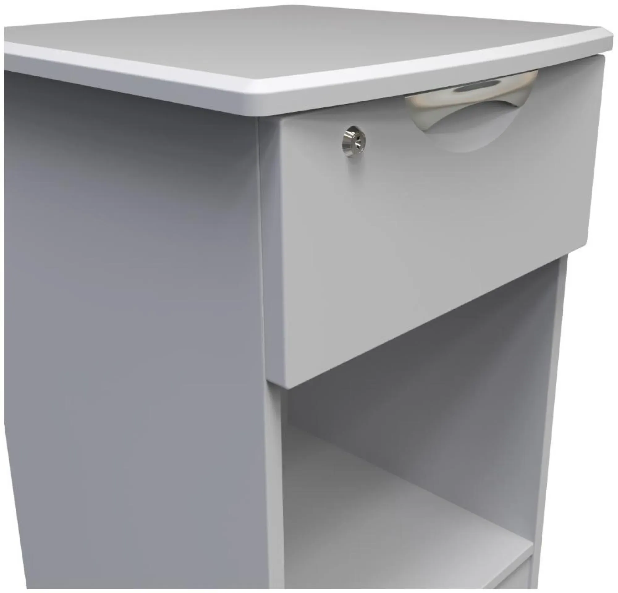 Flora 1 Drawer Bedside Table with Lock - Grey