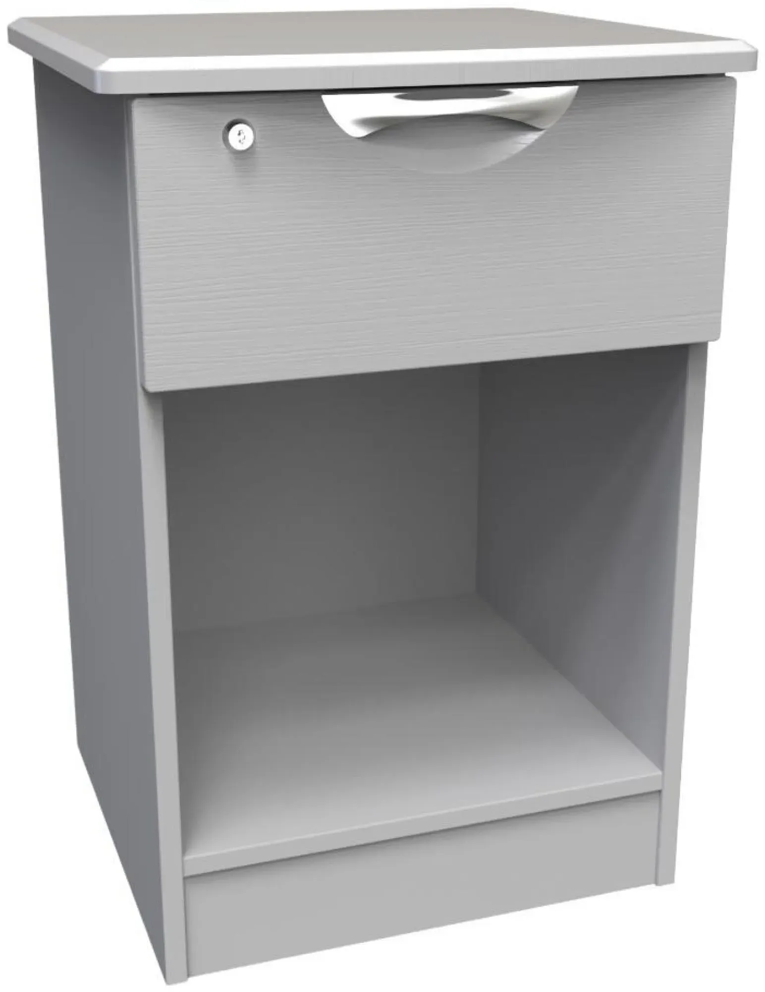 Flora 1 Drawer Bedside Table with Lock - Grey Ash
