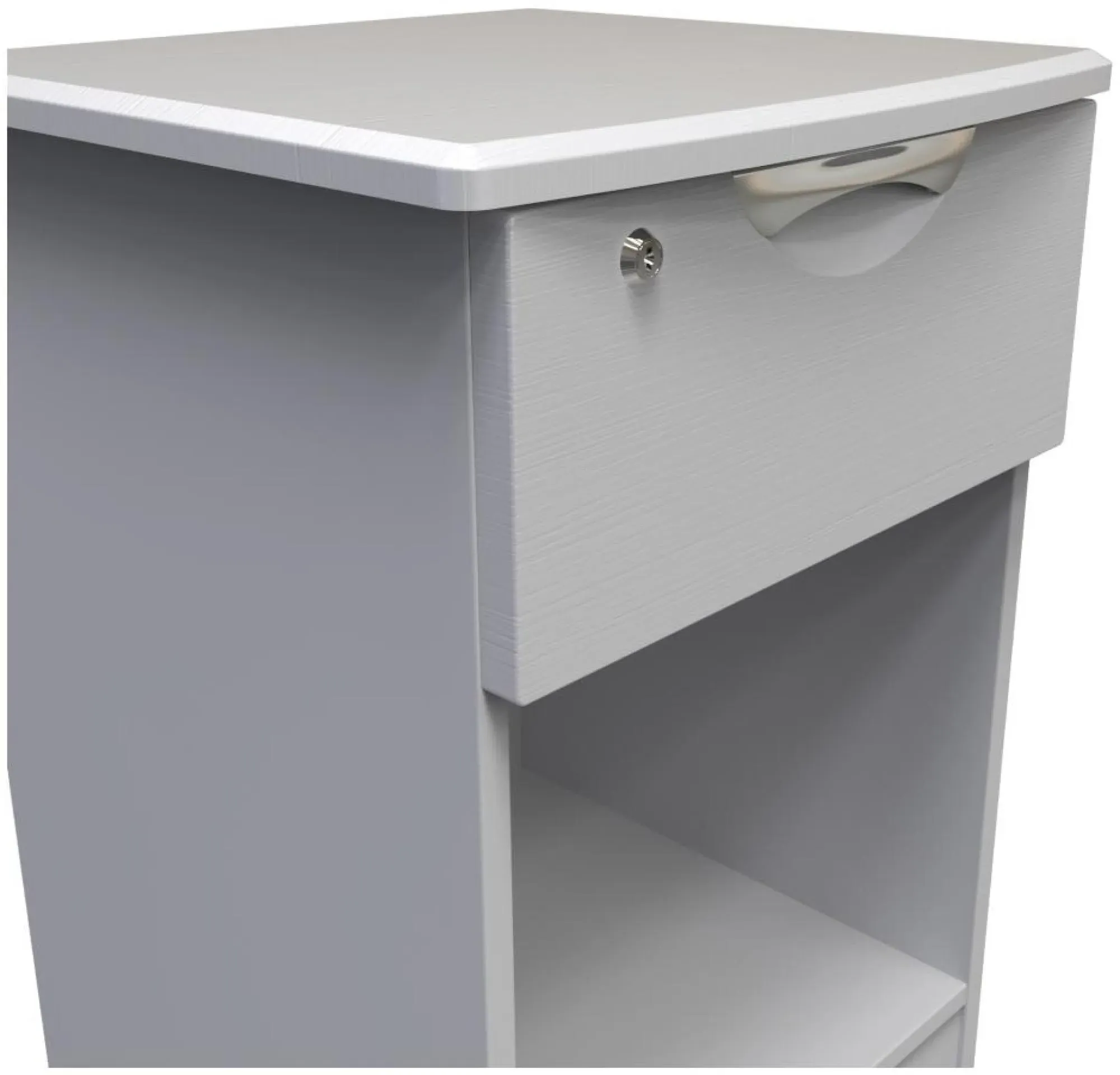 Flora 1 Drawer Bedside Table with Lock - Grey Ash