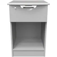 Flora 1 Drawer Bedside Table with Lock - Grey Ash