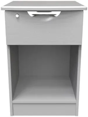 Flora 1 Drawer Bedside Table with Lock - Grey Ash