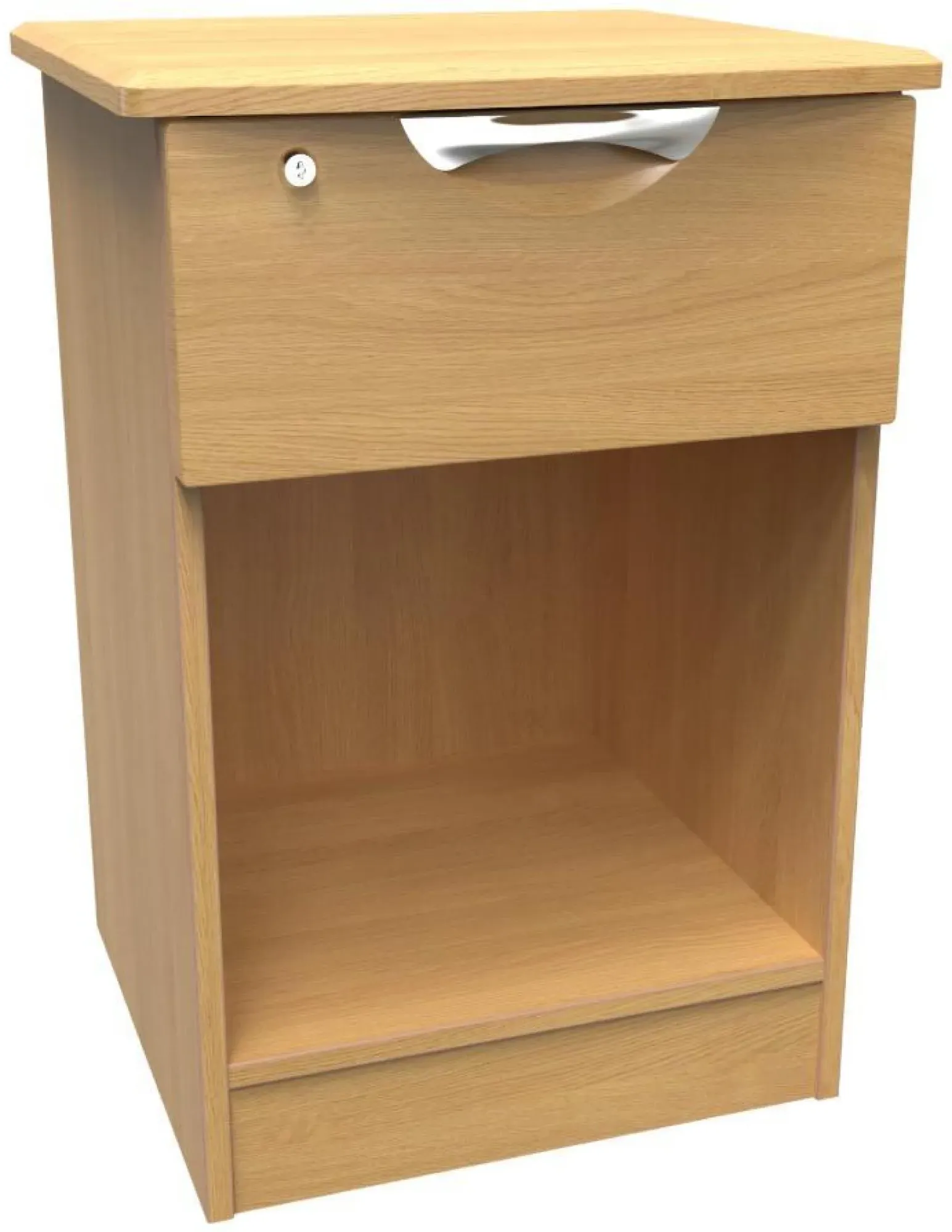 Flora 1 Drawer Bedside Table with Lock - Oak