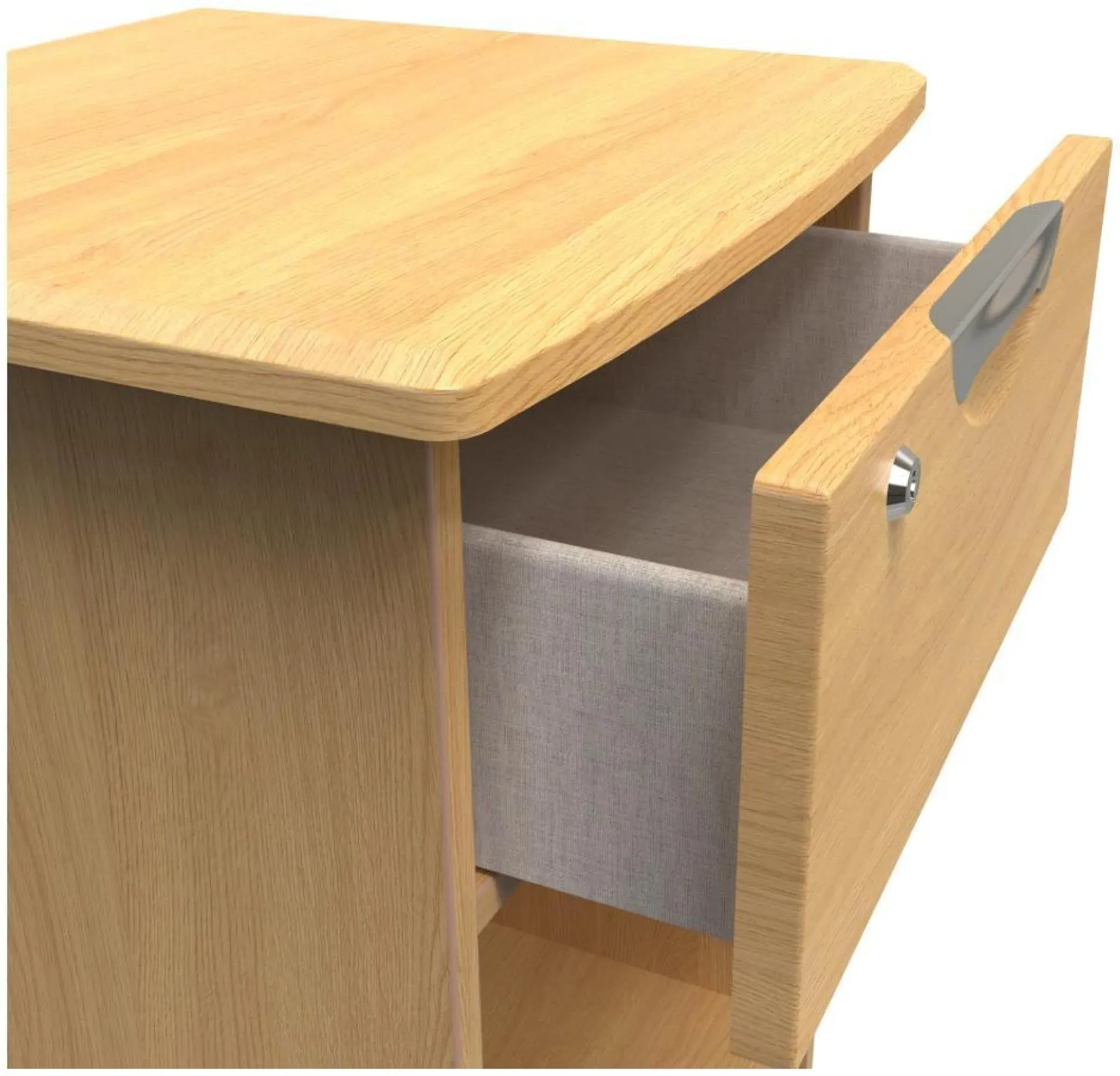 Flora 1 Drawer Bedside Table with Lock - Oak