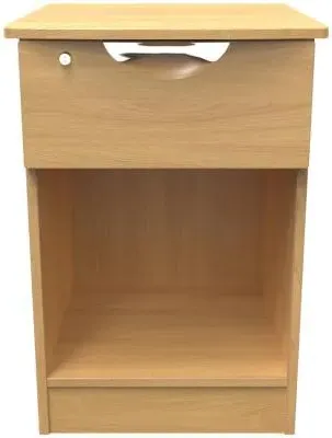 Flora 1 Drawer Bedside Table with Lock - Oak