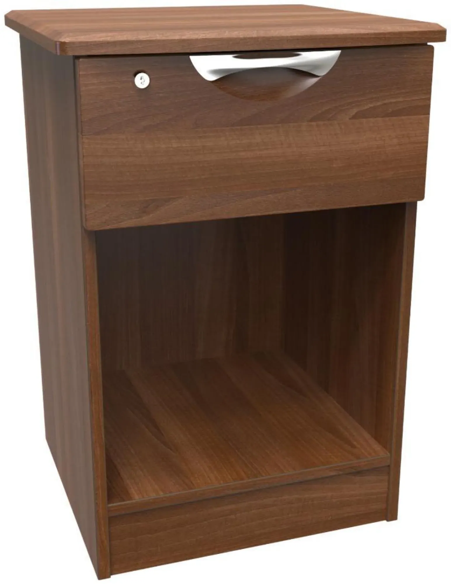Flora 1 Drawer Bedside Table with Lock - Walnut