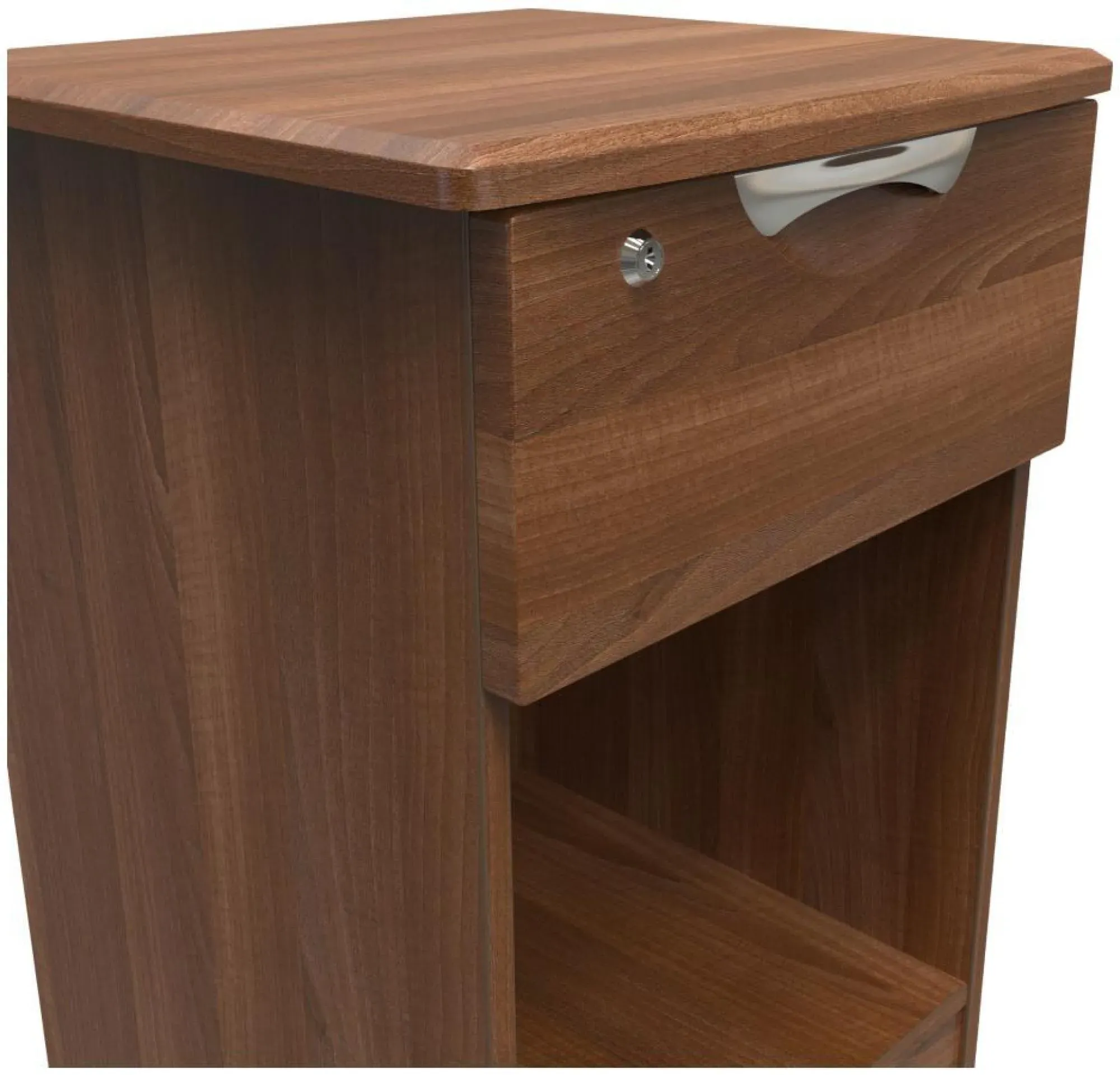 Flora 1 Drawer Bedside Table with Lock - Walnut