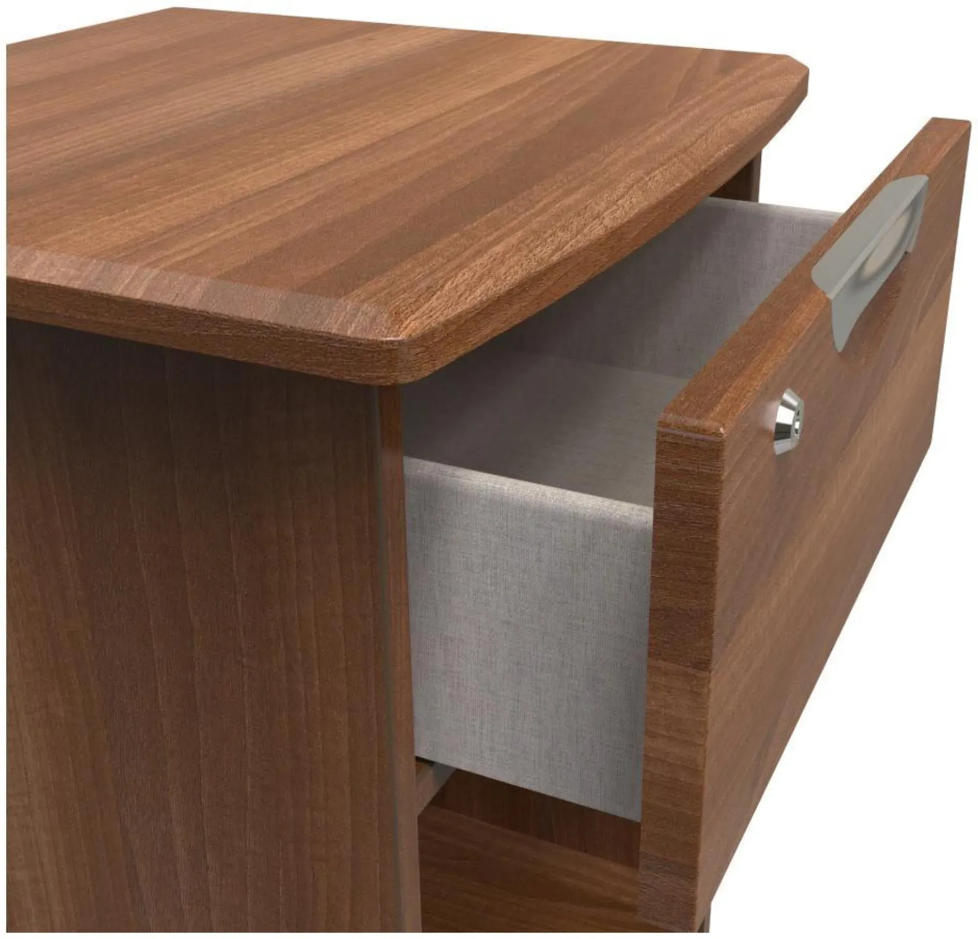 Flora 1 Drawer Bedside Table with Lock - Walnut