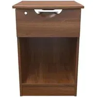 Flora 1 Drawer Bedside Table with Lock - Walnut