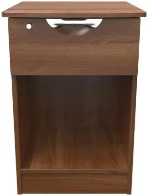Flora 1 Drawer Bedside Table with Lock - Walnut
