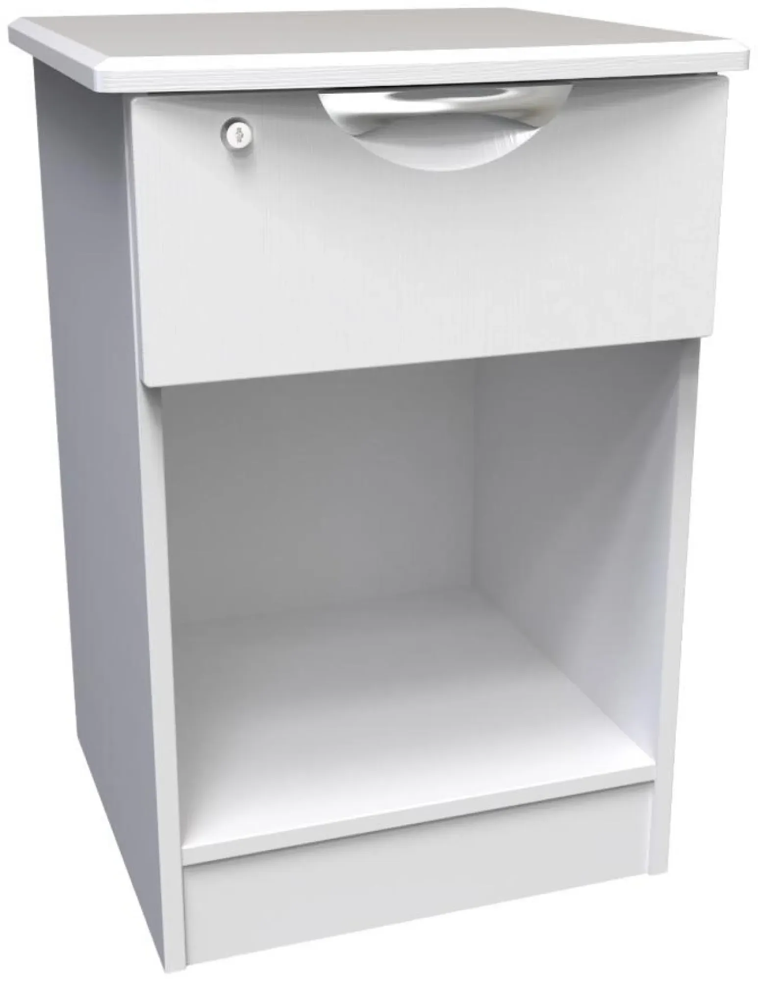 Flora 1 Drawer Bedside Table with Lock - White Ash