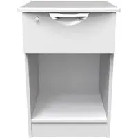 Flora 1 Drawer Bedside Table with Lock - White Ash