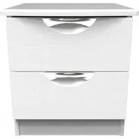 Flora 2 Drawer Bedside Cabinet - White Ash