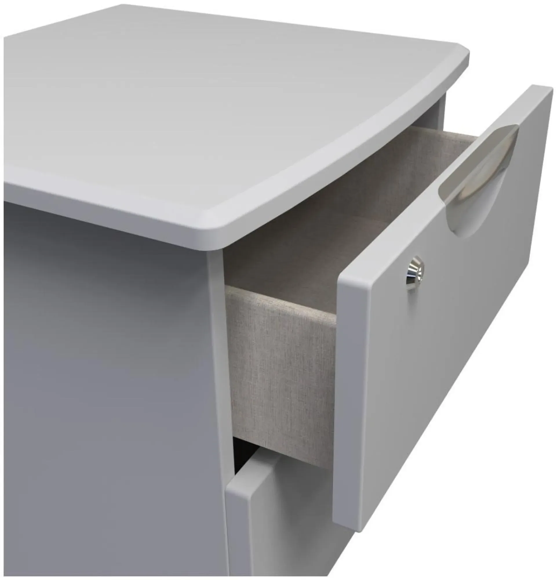 Flora 2 Drawer Bedside Cabinet with Lock - Grey