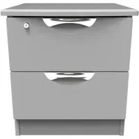 Flora 2 Drawer Bedside Cabinet with Lock - Grey