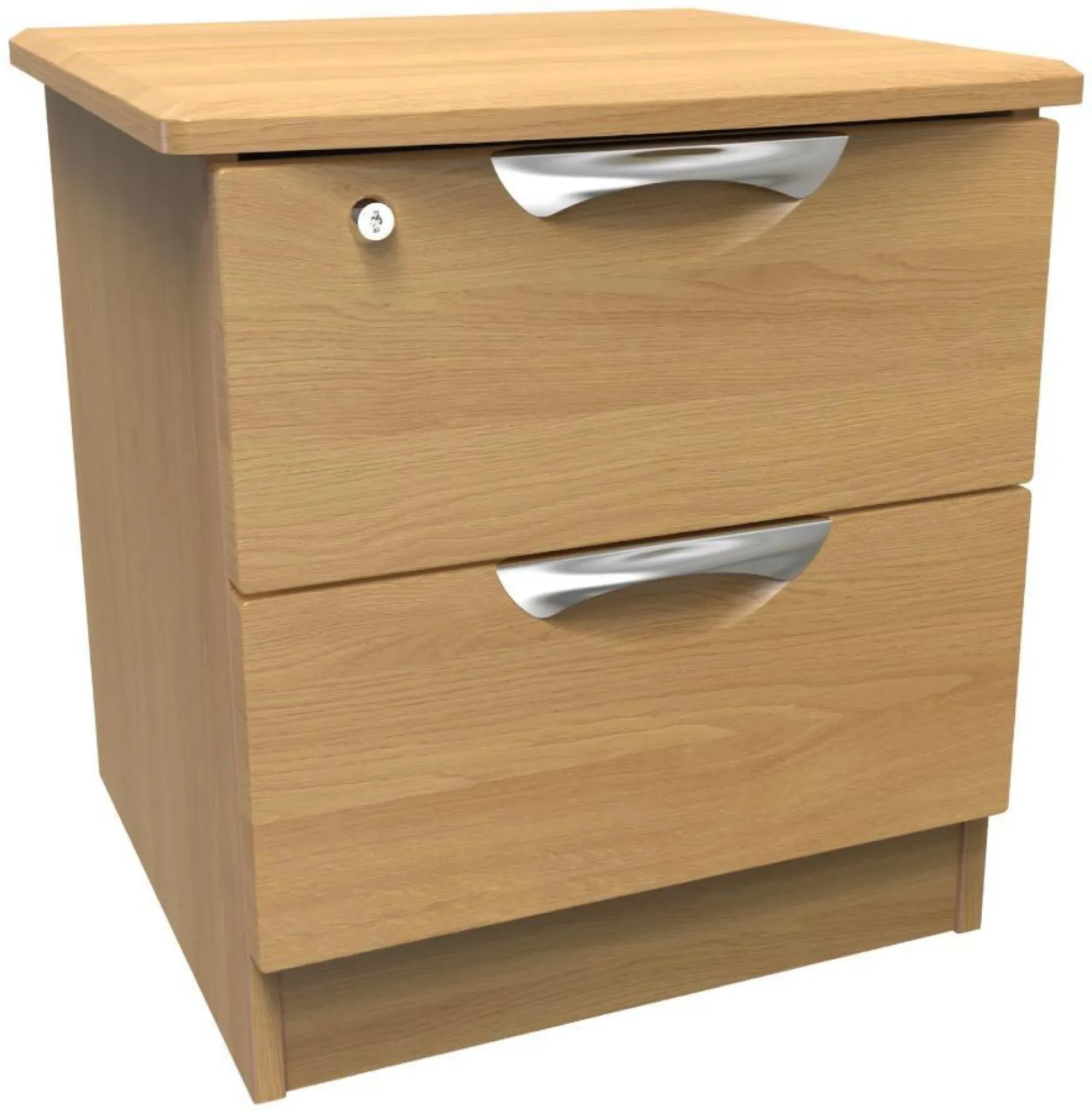 Flora 2 Drawer Bedside Cabinet with Lock - Oak